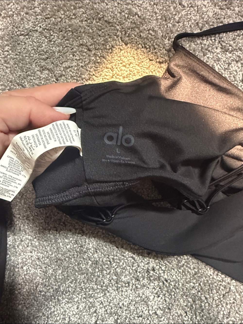 ALO Yoga Black Strappy V-Neck Sports Bralette - Picture 4 of 4